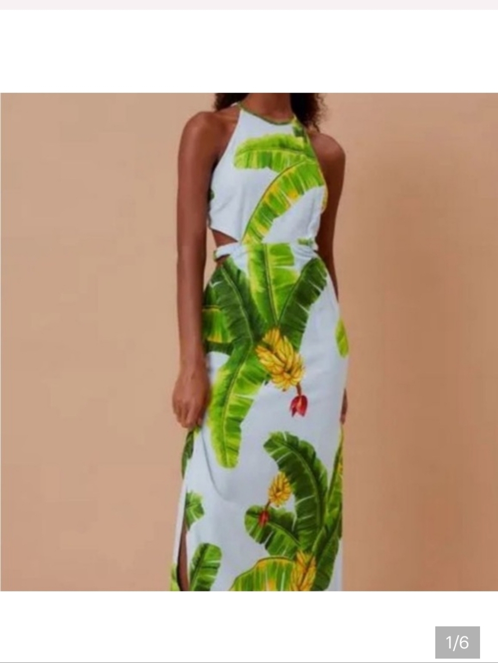 FARM Rio Tropical Halter Maxi Dress - Green Palm Print